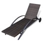 vidaXL Sonnenliege mit Polster & Rollen Poly Rattan Braun vidaXL Sonnenliege mit Polster & Rollen Poly Rattan Braun