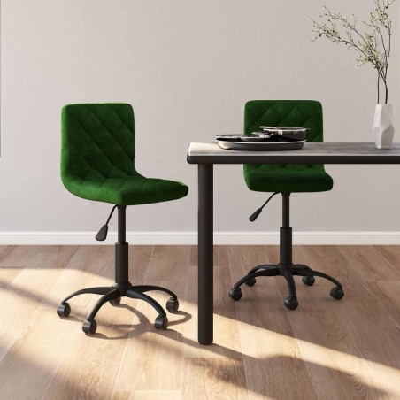 vidaXL Esszimmerstühle 2 Stk. Drehbar Dunkelgrün Samt