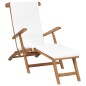 vidaXL Liegestuhl mit Auflage Cremeweiß Massivholz Teak vidaXL Liegestuhl mit Auflage Cremeweiß Massivholz Teak