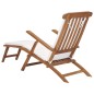 vidaXL Liegestuhl mit Auflage Cremeweiß Massivholz Teak vidaXL Liegestuhl mit Auflage Cremeweiß Massivholz Teak