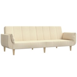 vidaXL Schlafsofa 2-Sitzer mit 2 Kissen Creme Stoff