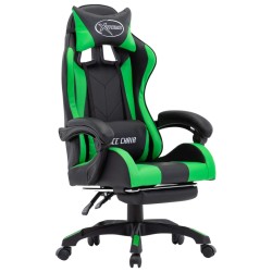 vidaXL Gaming-Stuhl mit Fußstütze Grün und Schwarz Kunstleder 