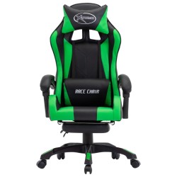 vidaXL Gaming-Stuhl mit Fußstütze Grün und Schwarz Kunstleder 