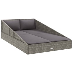 vidaXL Gartenbett Grau 110x200 cm Poly Rattan