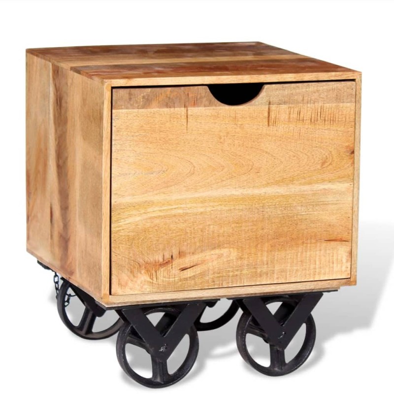 vidaXL Beistelltisch mit Schublade und Rädern Mangoholz 40x40x45 cm vidaXL Beistelltisch mit Schublade und Rädern Mangoholz 40x40x45 cm