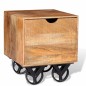 vidaXL Beistelltisch mit Schublade und Rädern Mangoholz 40x40x45 cm vidaXL Beistelltisch mit Schublade und Rädern Mangoholz 40x40x45 cm