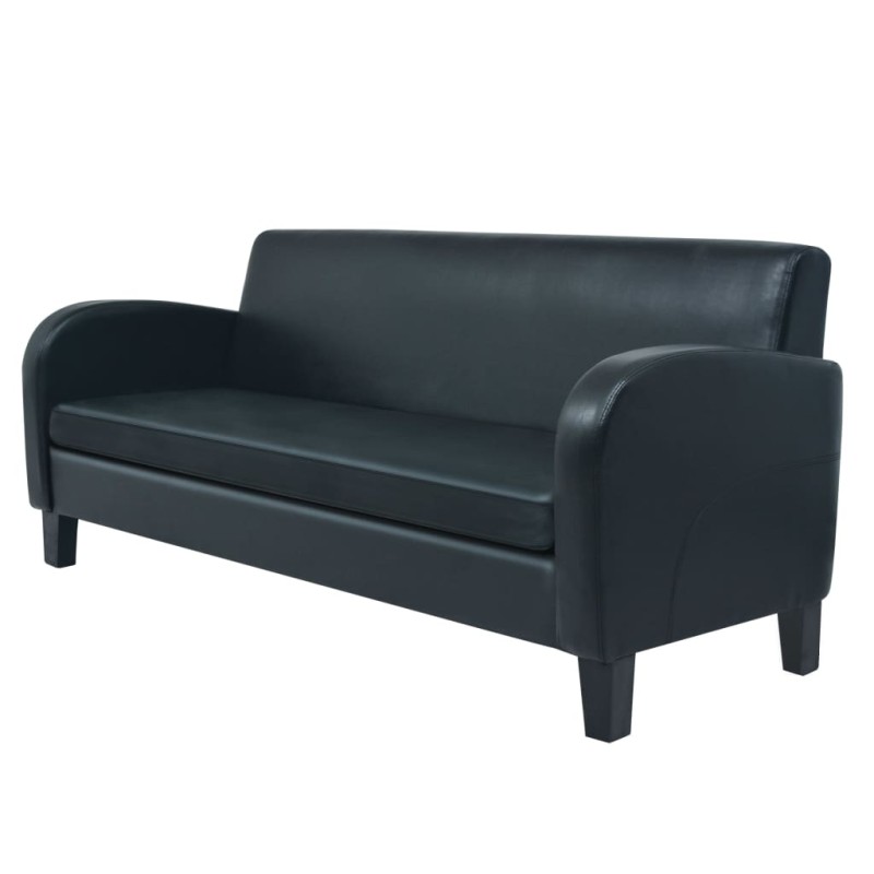 vidaXL 3-Sitzer-Sofa Kunstleder Schwarz vidaXL 3-Sitzer-Sofa Kunstleder Schwarz
