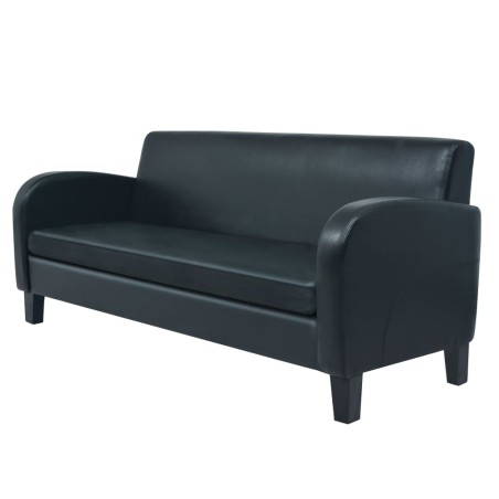 vidaXL 3-Sitzer-Sofa Kunstleder Schwarz