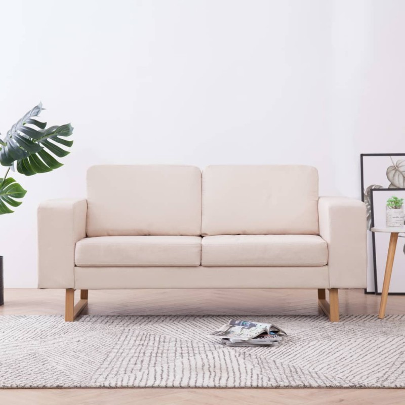 vidaXL 2-Sitzer-Sofa Stoff Cremeweiß vidaXL 2-Sitzer-Sofa Stoff Cremeweiß