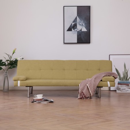vidaXL Schlafsofa mit zwei Kissen Grün Polyester