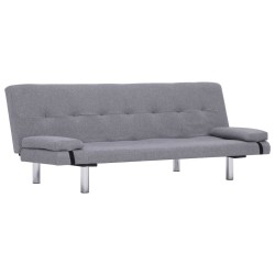 vidaXL Schlafsofa mit zwei Kissen Hellgrau Polyester