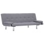 vidaXL Schlafsofa mit zwei Kissen Hellgrau Polyester vidaXL Schlafsofa mit zwei Kissen Hellgrau Polyester