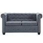 vidaXL Chesterfield-Sofa 2-Sitzer Kunstwildleder Grau vidaXL Chesterfield-Sofa 2-Sitzer Kunstwildleder Grau