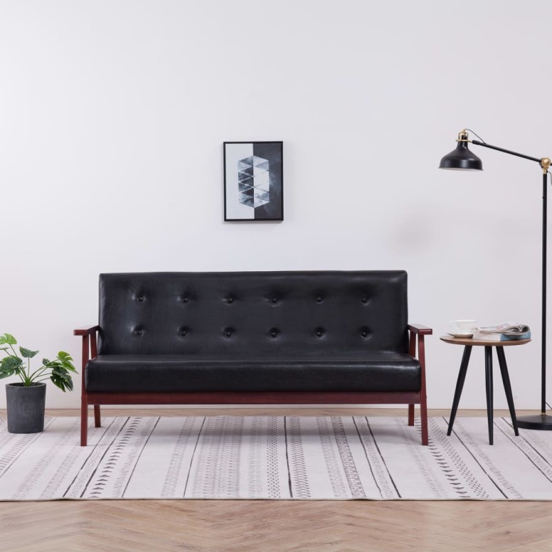 vidaXL 3-Sitzer-Sofa Schwarz Kunstleder vidaXL 3-Sitzer-Sofa Schwarz Kunstleder