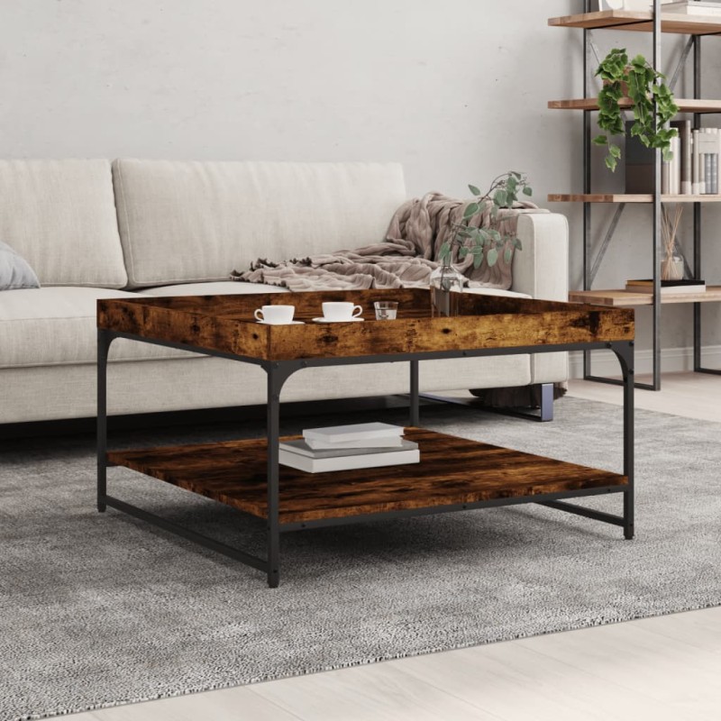 vidaXL Couchtisch Räuchereiche 80x80x45 cm Holzwerkstoff und Eisen vidaXL Couchtisch Räuchereiche 80x80x45 cm Holzwerkstoff und Eisen