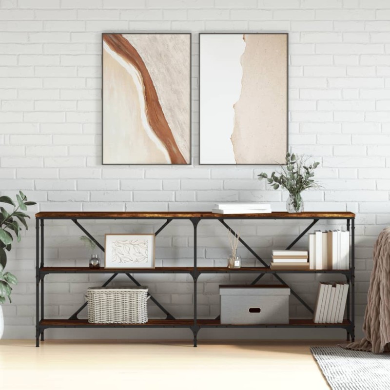 vidaXL Konsolentisch Räuchereiche 180x30x75 cm Holzwerkstoff und Eisen vidaXL Konsolentisch Räuchereiche 180x30x75 cm Holzwerkstoff und Eisen