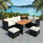 vidaXL 7-tlg. Garten-Lounge-Set mit Auflagen Poly Rattan Schwarz vidaXL 7-tlg. Garten-Lounge-Set mit Auflagen Poly Rattan Schwarz