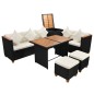 vidaXL 7-tlg. Garten-Lounge-Set mit Auflagen Poly Rattan Schwarz vidaXL 7-tlg. Garten-Lounge-Set mit Auflagen Poly Rattan Schwarz
