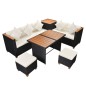 vidaXL 7-tlg. Garten-Lounge-Set mit Auflagen Poly Rattan Schwarz vidaXL 7-tlg. Garten-Lounge-Set mit Auflagen Poly Rattan Schwarz