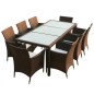 vidaXL 9-tlg. Garten-Essgruppe mit Auflagen Poly Rattan Braun vidaXL 9-tlg. Garten-Essgruppe mit Auflagen Poly Rattan Braun