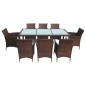 vidaXL 9-tlg. Garten-Essgruppe mit Auflagen Poly Rattan Braun vidaXL 9-tlg. Garten-Essgruppe mit Auflagen Poly Rattan Braun