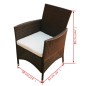 vidaXL 9-tlg. Garten-Essgruppe mit Auflagen Poly Rattan Braun vidaXL 9-tlg. Garten-Essgruppe mit Auflagen Poly Rattan Braun