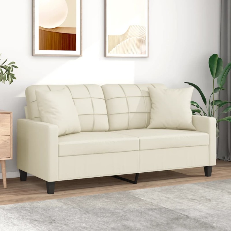 vidaXL 2-Sitzer-Sofa mit Zierkissen Creme 140 cm Kunstleder vidaXL 2-Sitzer-Sofa mit Zierkissen Creme 140 cm Kunstleder