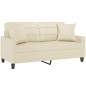vidaXL 2-Sitzer-Sofa mit Zierkissen Creme 140 cm Kunstleder vidaXL 2-Sitzer-Sofa mit Zierkissen Creme 140 cm Kunstleder