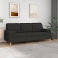 vidaXL 3-Sitzer-Sofa mit Zierkissen Schwarz 180 cm Stoff vidaXL 3-Sitzer-Sofa mit Zierkissen Schwarz 180 cm Stoff