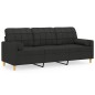 vidaXL 3-Sitzer-Sofa mit Zierkissen Schwarz 180 cm Stoff vidaXL 3-Sitzer-Sofa mit Zierkissen Schwarz 180 cm Stoff