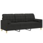vidaXL 3-Sitzer-Sofa mit Zierkissen Schwarz 180 cm Stoff vidaXL 3-Sitzer-Sofa mit Zierkissen Schwarz 180 cm Stoff