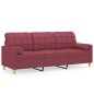 vidaXL 3-Sitzer-Sofa mit Zierkissen Weinrot 180 cm Stoff vidaXL 3-Sitzer-Sofa mit Zierkissen Weinrot 180 cm Stoff