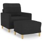 vidaXL Sessel mit Hocker Schwarz 60 cm Stoff vidaXL Sessel mit Hocker Schwarz 60 cm Stoff