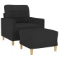 vidaXL Sessel mit Hocker Schwarz 60 cm Stoff vidaXL Sessel mit Hocker Schwarz 60 cm Stoff