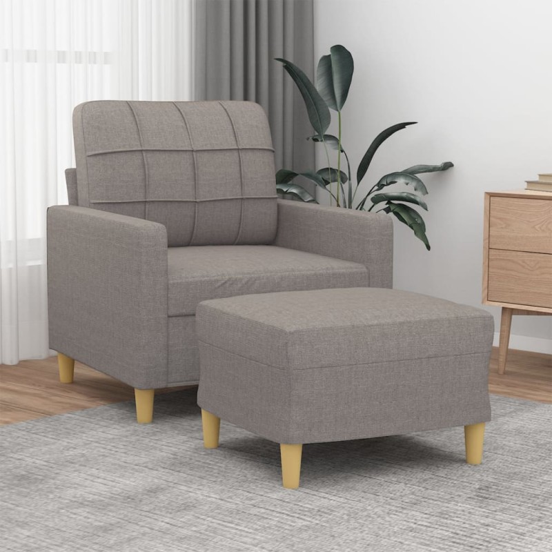 vidaXL Sessel mit Hocker Taupe 60 cm Stoff vidaXL Sessel mit Hocker Taupe 60 cm Stoff