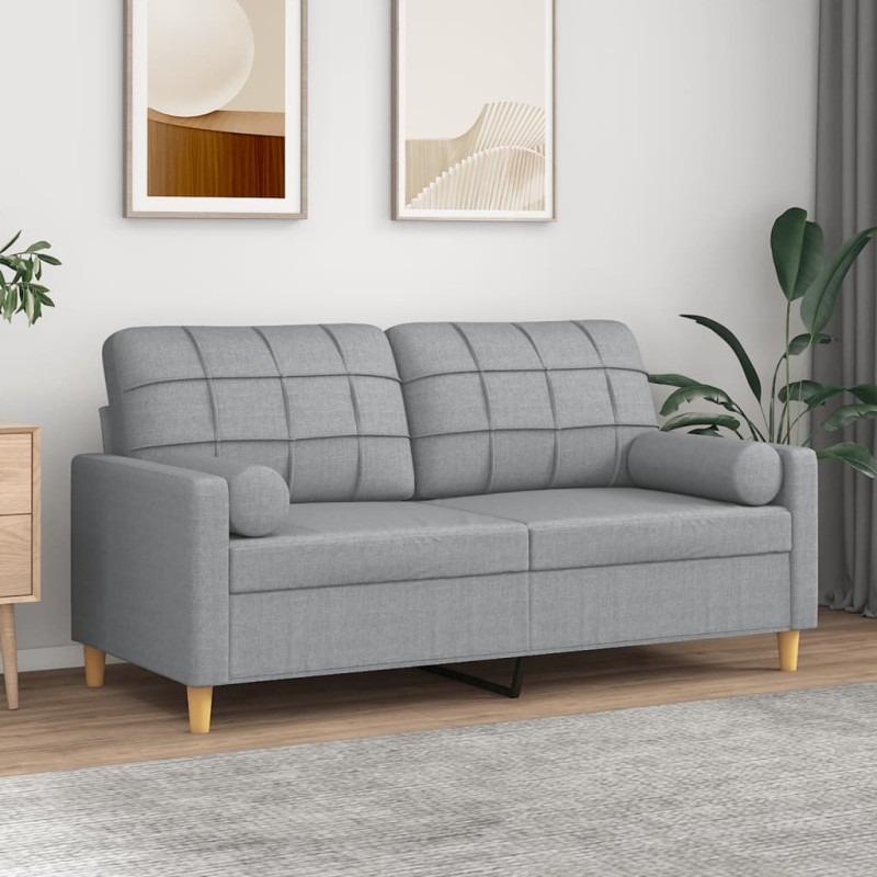 vidaXL 2-Sitzer-Sofa mit Zierkissen Hellgrau 140 cm Stoff vidaXL 2-Sitzer-Sofa mit Zierkissen Hellgrau 140 cm Stoff