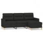 vidaXL 3-Sitzer-Sofa mit Hocker Schwarz 180 cm Stoff vidaXL 3-Sitzer-Sofa mit Hocker Schwarz 180 cm Stoff