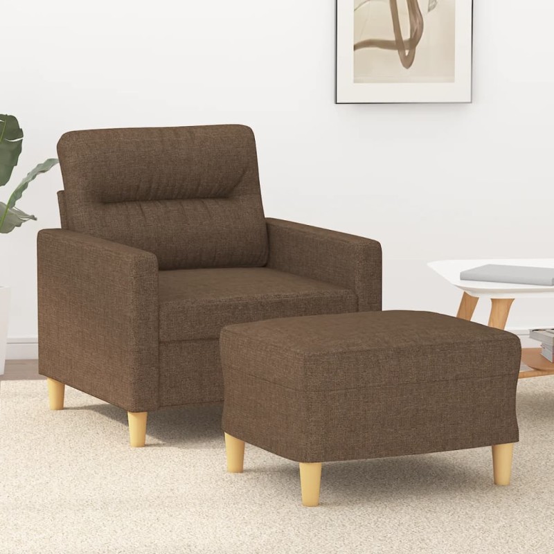 vidaXL Sessel mit Hocker Braun 60 cm Stoff vidaXL Sessel mit Hocker Braun 60 cm Stoff