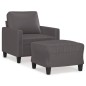 vidaXL Sessel mit Hocker Grau 60 cm Kunstleder vidaXL Sessel mit Hocker Grau 60 cm Kunstleder