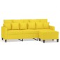 vidaXL 3-Sitzer-Sofa mit Hocker Hellgelb 180 cm Stoff vidaXL 3-Sitzer-Sofa mit Hocker Hellgelb 180 cm Stoff