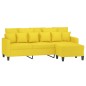 vidaXL 3-Sitzer-Sofa mit Hocker Hellgelb 180 cm Stoff vidaXL 3-Sitzer-Sofa mit Hocker Hellgelb 180 cm Stoff