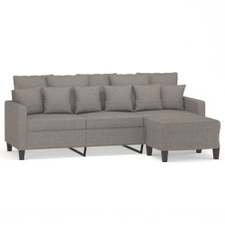 vidaXL 3-Sitzer-Sofa mit Hocker Taupe 180 cm Stoff