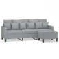 vidaXL 3-Sitzer-Sofa mit Hocker Hellgrau 180 cm Stoff vidaXL 3-Sitzer-Sofa mit Hocker Hellgrau 180 cm Stoff