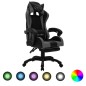 vidaXL Gaming-Stuhl mit RGB LED-Leuchten Grau und Schwarz Kunstleder vidaXL Gaming-Stuhl mit RGB LED-Leuchten Grau und Schwarz Kunstleder