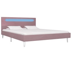 vidaXL Bettgestell mit LED Rosa Stoff 140 x 200 cm