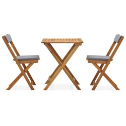 vidaXL 3-tlg. Bistro-Set Klappbar mit Auflagen Massivholz Akazie