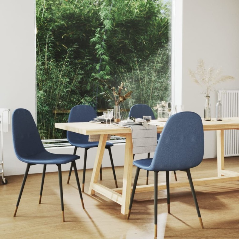 vidaXL Esszimmerstühle 4 Stk. Blau Stoff vidaXL Esszimmerstühle 4 Stk. Blau Stoff