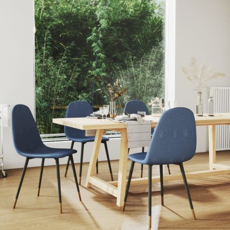 vidaXL Esszimmerstühle 4 Stk. Blau Stoff
