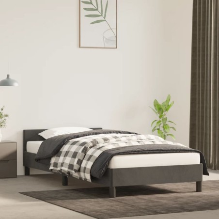 vidaXL Bettgestell mit Kopfteil Dunkelgrau 100x200 cm Samt