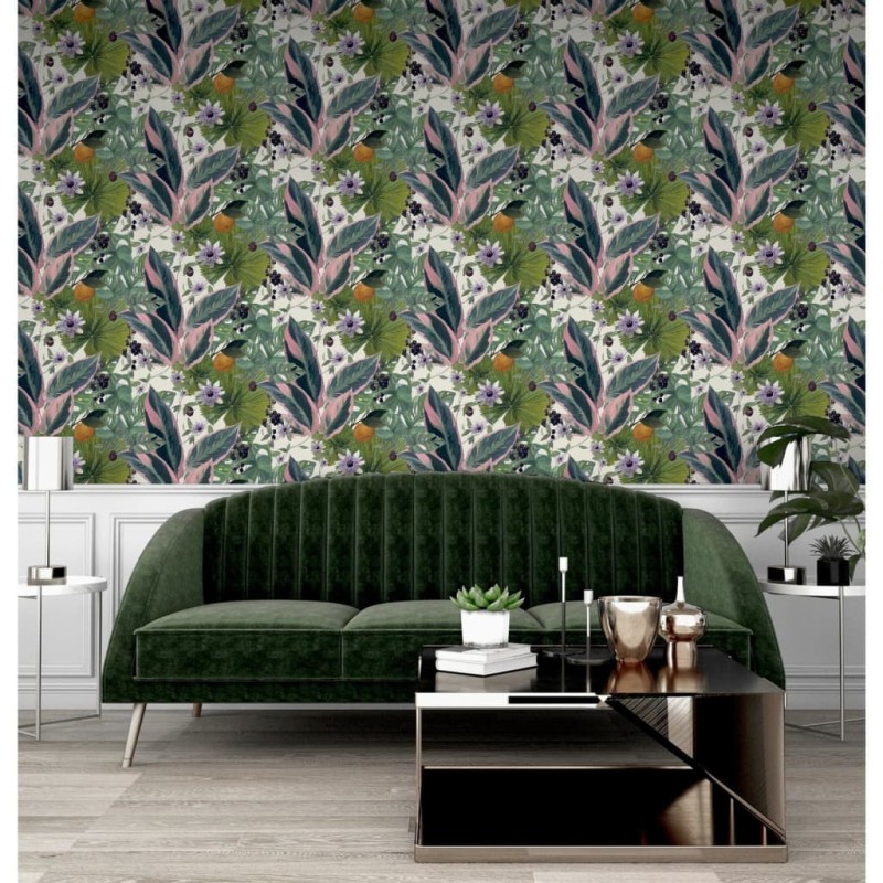 DUTCH WALLCOVERINGS Tapete Passion Flower Weiß und Grün DUTCH WALLCOVERINGS Tapete Passion Flower Weiß und Grün